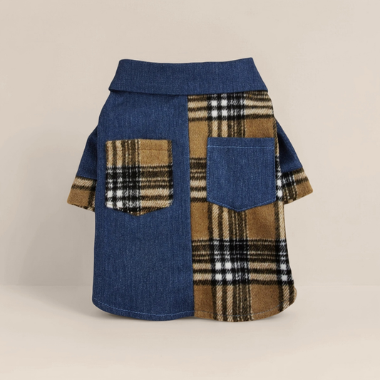 Petopia 🐾 Blue & Yellow Plaid Dog Shirt – Classic, Stylish, Comfortable